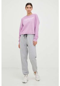 DKNY - Dkny spodnie dresowe damskie kolor szary gładkie. Kolor: szary. Materiał: dresówka. Wzór: gładki #3