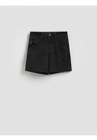 Reserved - Jeansowe szorty z podwiniętą nogawką - czarny. Kolor: czarny. Materiał: jeans #1