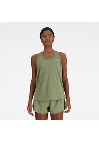 Koszulka damska New Balance WT41250DHO – zielona. Kolor: zielony. Materiał: poliester. Sezon: lato. Sport: fitness