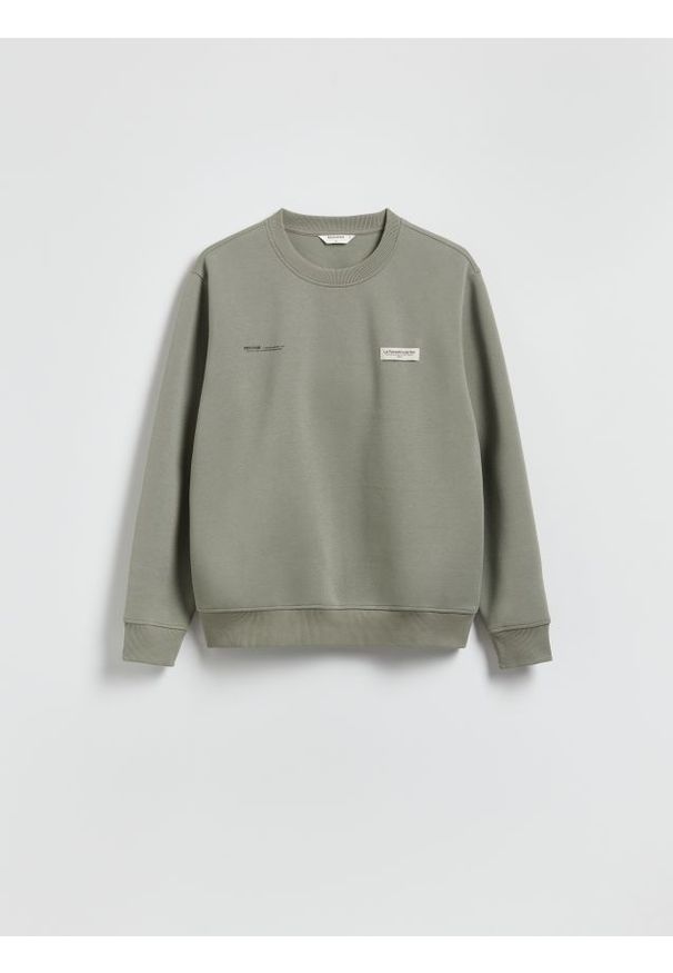 Reserved - Bluza z naszywką - jasny zielony. Kolor: zielony. Materiał: bawełna, dzianina. Wzór: aplikacja
