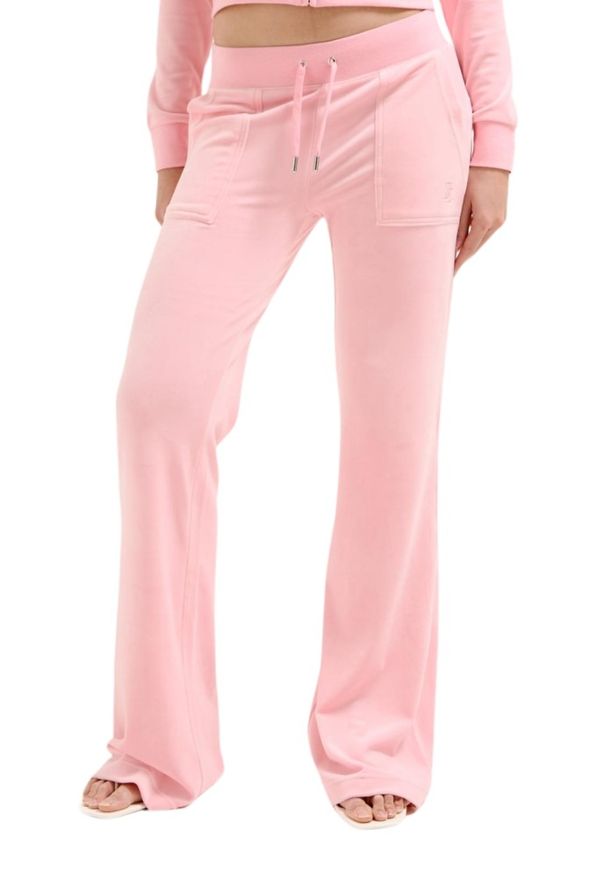 Juicy Couture - JUICY COUTURE Różowe damskie spodnie dresowe Layla Low Rise. Kolor: różowy. Materiał: dresówka