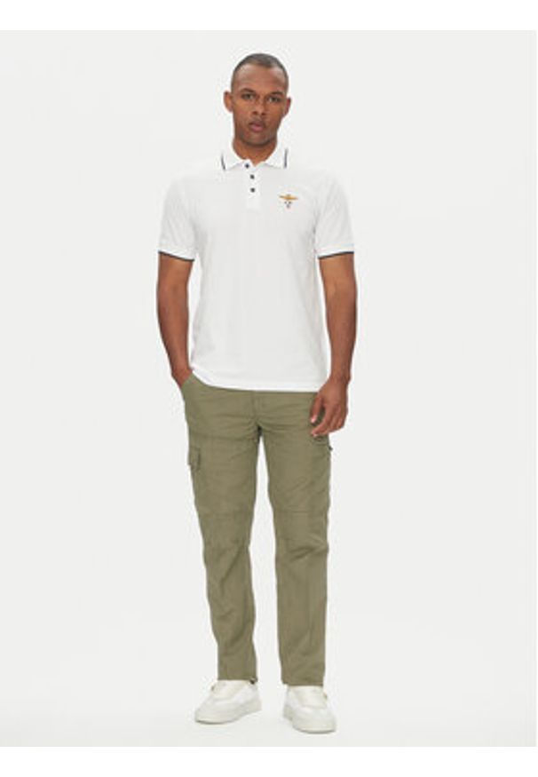 Aeronautica Militare Polo 251PO1308P82 Biały Regular Fit. Typ kołnierza: polo. Kolor: biały. Materiał: bawełna