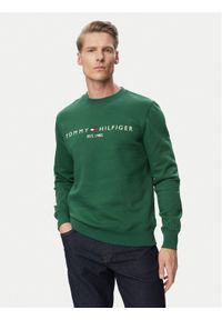 TOMMY HILFIGER - Tommy Hilfiger Bluza Logo MW0MW11596 Zielony ciemny Regular Fit. Kolor: zielony. Materiał: syntetyk #1