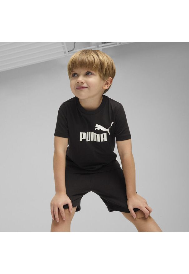 Puma - Dziecięca koszulka ESS z logo No. 1 PUMA Black. Kolor: czarny. Materiał: guma. Wzór: nadruk. Sport: joga i pilates