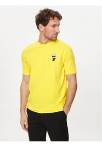 Karl Lagerfeld - KARL LAGERFELD T-Shirt 755027 542221 Żółty Regular Fit. Typ kołnierza: dekolt w karo. Kolor: żółty. Materiał: bawełna