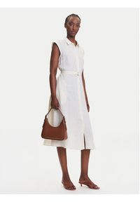 Marella Sukienka koszulowa Rodesia 2515221262 Écru Regular Fit. Materiał: len. Typ sukienki: koszulowe