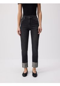 Reserved - Jeansy slim fit z podwiniętymi nogawkami - szary. Stan: podwyższony. Kolor: szary #1