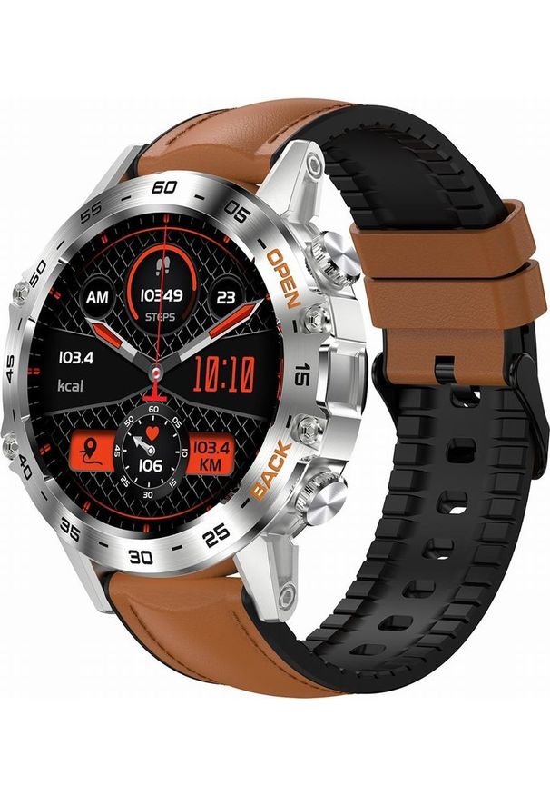 Smartwatch Gravity Zegarek męski SMARTWATCH GRAVITY ASTON GT9-8 srebrny/brązowy skórzano-gumowy. Rodzaj zegarka: smartwatch. Kolor: brązowy, srebrny, wielokolorowy. Materiał: skóra, guma