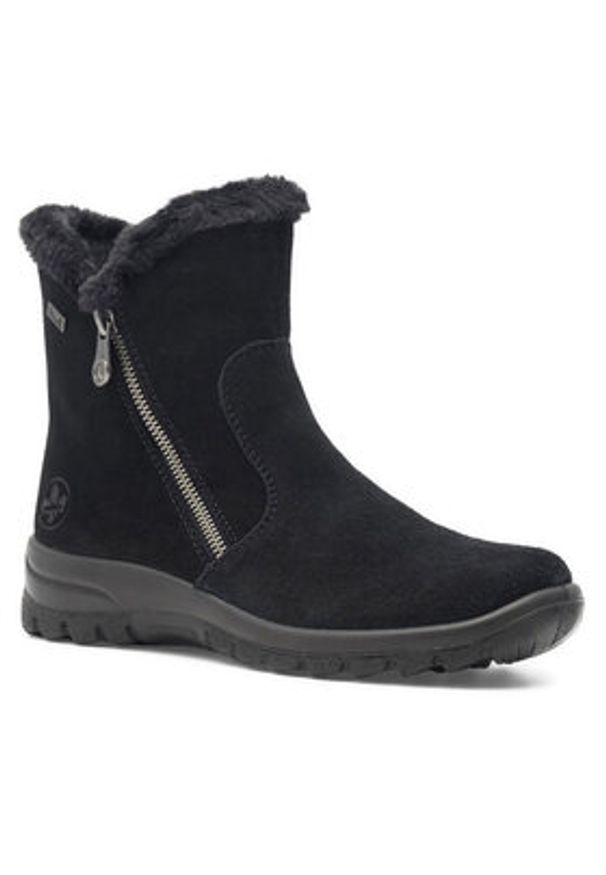 Rieker Botki L7162-00 Czarny. Kolor: czarny. Materiał: zamsz, skóra