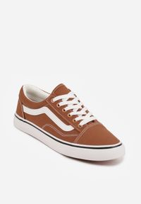 Born2be - Brązowe Tenisówki Trampki pod Kostkę z Ozdobnym Paskiem Wiolana. Okazja: na spacer, na co dzień. Zapięcie: pasek. Kolor: brązowy. Materiał: jeans. Styl: casual, sportowy #3