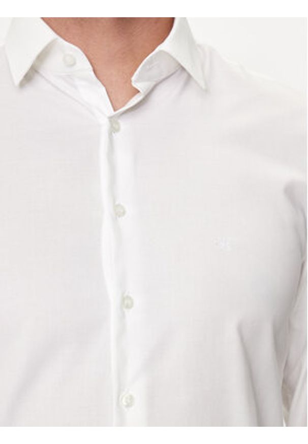 Calvin Klein Koszula K10K113164 Biały Slim Fit. Kolor: biały. Materiał: bawełna