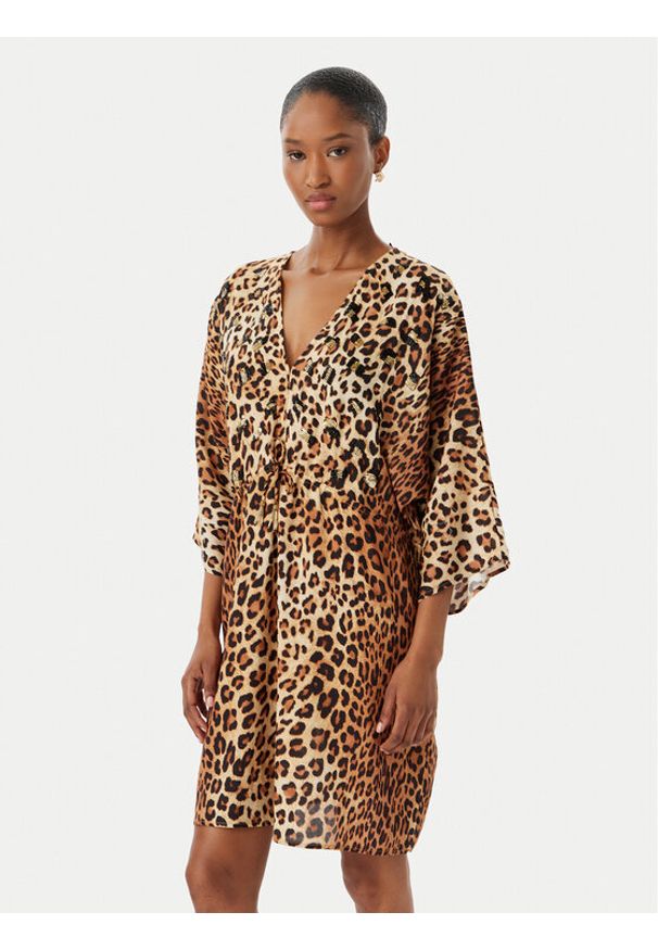 LOLA CASADEMUNT Sukienka letnia LS2616015 Brązowy Regular Fit. Kolor: brązowy. Materiał: wiskoza. Sezon: lato