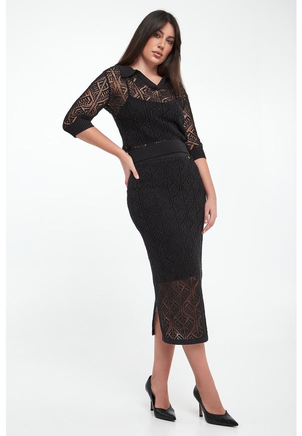 Joseph Ribkoff - Sweter damski ażurowy JOSEPH RIBKOFF. Wzór: ażurowy