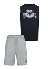 Tank top i zestaw szortów Lonsdale Claremorris. Kolor: wielokolorowy, szary, czarny. Materiał: dresówka #2