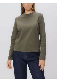 Reserved - Longsleeve z merceryzowanej bawełny - jasny zielony. Kolor: zielony. Materiał: bawełna. Długość rękawa: długi rękaw