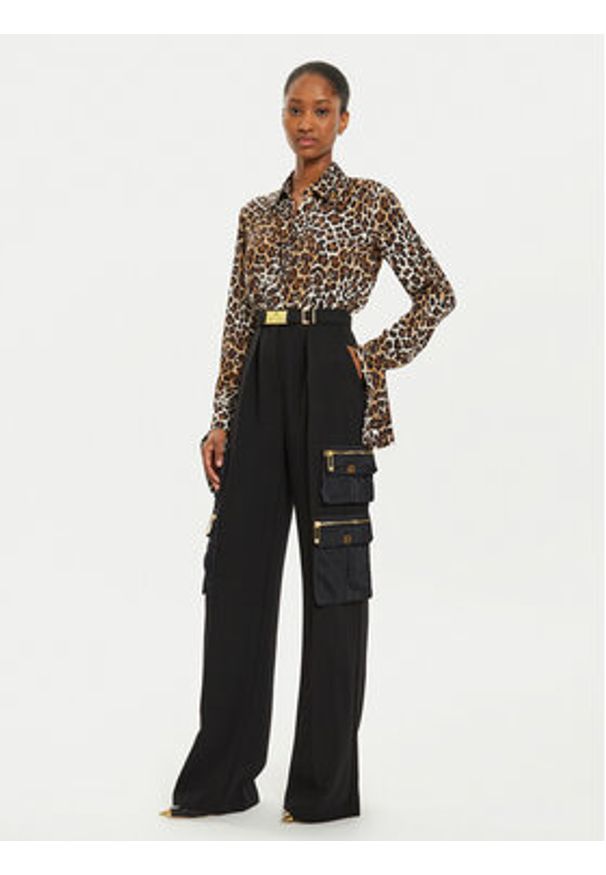 Elisabetta Franchi Spodnie materiałowe PA-045-46E2 Czarny Relaxed Fit. Kolor: czarny. Materiał: syntetyk