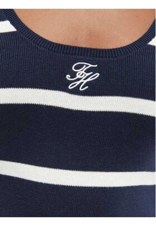 TOMMY HILFIGER - Tommy Hilfiger Top WW0WW48480 Granatowy Slim Fit. Kolor: niebieski. Materiał: bawełna