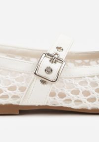 Born2be - Białe Balerinki z Plecionką z Rafii Tessandra. Zapięcie: sprzączka. Kolor: biały. Styl: elegancki #3