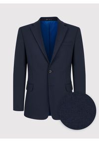 Pako Lorente - PAKO LORENTE – Gładka granatowa marynarka garniturowa. Kolor: niebieski. Materiał: elastan, poliester, wełna. Wzór: gładki. Styl: klasyczny #10