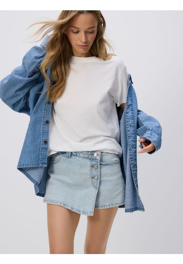 Reserved - Jeansowe spódnico-szorty - niebieski. Kolor: niebieski. Materiał: jeans