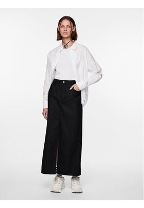 Pieces Spódnica jeansowa 17150001 Czarny Regular Fit. Kolor: czarny. Materiał: bawełna
