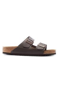 Klapki męskie Birkenstock Arizona NL. Zapięcie: bez zapięcia. Kolor: czarny. Materiał: skóra. Szerokość cholewki: normalna. Sport: turystyka piesza