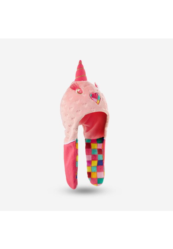 WEDZE - Czapka narciarska peruwianka dla dzieci Wedze jednorożec. Kolor: różowy. Materiał: poliester, materiał. Sezon: zima. Styl: sportowy