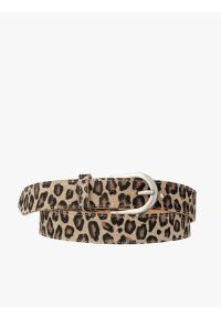 Ryłko - Welurowy pasek w panterkę. Kolor: brązowy. Materiał: welur, skóra. Wzór: motyw zwierzęcy #1