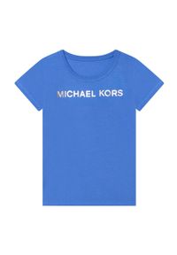 Michael Kors t-shirt bawełniany dziecięcy R15110.114.150. Kolor: niebieski. Materiał: bawełna. Długość rękawa: krótki rękaw. Długość: krótkie. Wzór: nadruk