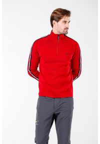 WOOLONA - Sweter turystyczny męski Woolona Noyan 100% Merino. Kolor: czerwony. Materiał: wełna. Sport: turystyka piesza