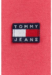Tommy Jeans bluza bawełniana męska kolor różowy z kapturem z aplikacją. Typ kołnierza: kaptur. Kolor: różowy. Materiał: bawełna. Wzór: aplikacja #3