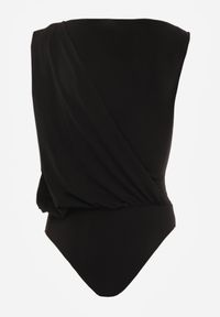 Born2be - Czarne Marszczone Body z Dekoltem Łódka i Ozdobną Aplikacją na Ramieniu Carlenka. Okazja: na co dzień, na spotkanie biznesowe. Typ kołnierza: dekolt w łódkę. Kolor: czarny. Materiał: materiał. Wzór: aplikacja. Styl: casual, biznesowy, wizytowy #7