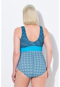 ULLA POPKEN - Damski Strój kąpielowy ryby miękkie miseczki dekolt w serek z recyklingu. Kolekcja: plus size. Kolor: zielony. Materiał: poliester, elastan, poliamid, materiał