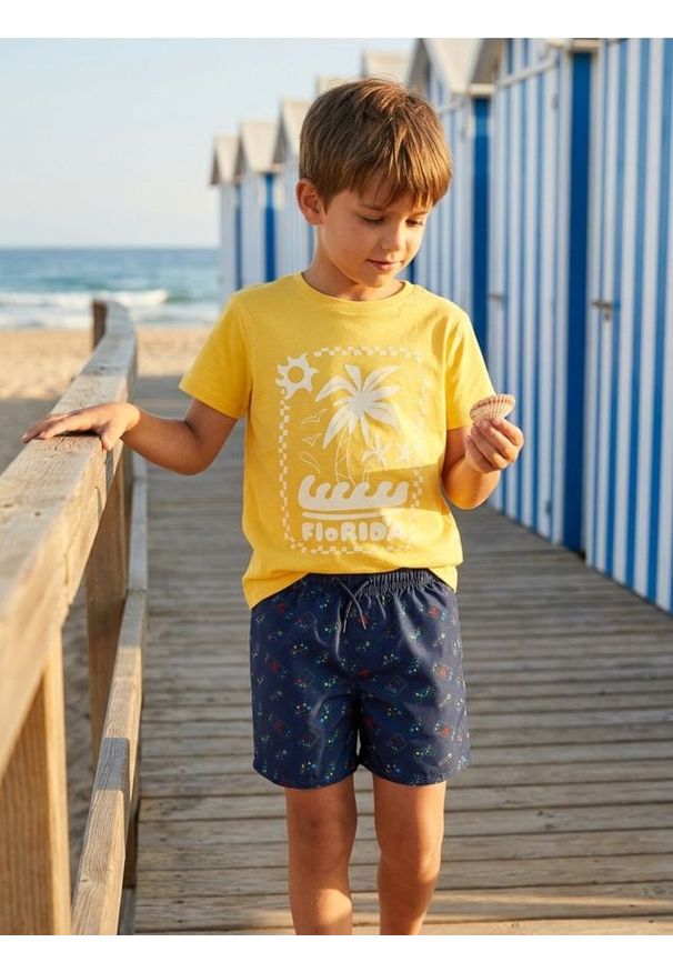 Sinsay - Szorty kąpielowe z motywem gamingowym - granatowy. Kolor: niebieski