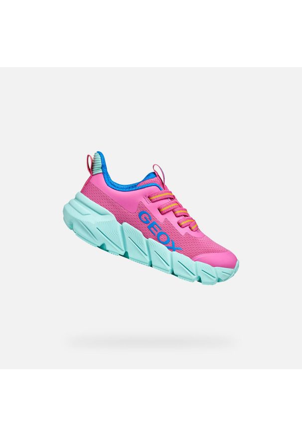 Geox - Buty GEOX J FLEXYPER FAST GIRL Rose. Okazja: na co dzień. Kolor: niebieski, różowy, wielokolorowy. Materiał: syntetyk, tkanina