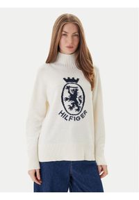 TOMMY HILFIGER - Tommy Hilfiger Golf WW0WW46434 Écru Regular Fit. Typ kołnierza: golf. Materiał: bawełna #1