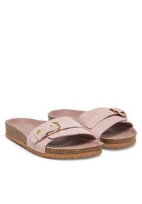 TOMMY HILFIGER - Tommy Hilfiger Klapki Soft Suede Adjustable Mule FW0FW08809 Różowy. Kolor: różowy. Materiał: zamsz, skóra #4