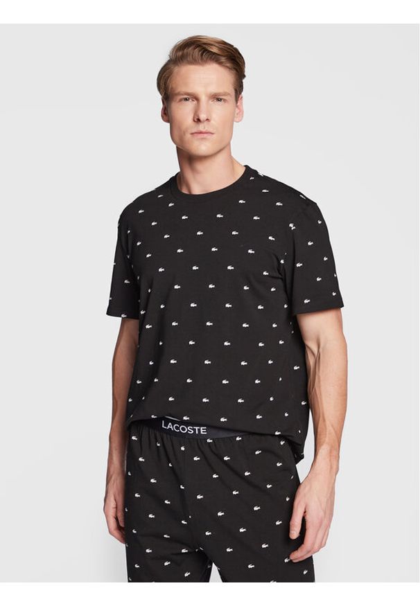 Lacoste Piżama 4H3304 Czarny Regular Fit. Kolor: czarny. Materiał: bawełna