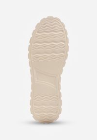 Renee - Beżowo-Złote Sneakersy Skórzane z Chunky Podeszwą i Metalicznymi Wstawkami Volla. Okazja: na co dzień. Zapięcie: sznurówki. Kolor: beżowy. Materiał: skóra. Szerokość cholewki: normalna. Wzór: gładki #6