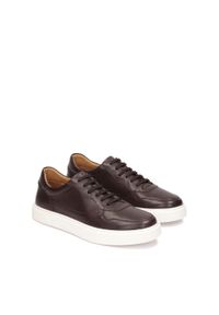 Kazar - Brązowe sneakersy na jasnej podeszwie. Okazja: na co dzień, do pracy. Kolor: brązowy. Materiał: skóra. Szerokość cholewki: normalna #3