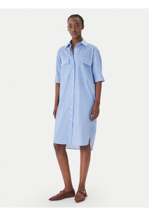 JOOP! Sukienka koszulowa Daliya 30101593 Niebieski Regular Fit. Kolor: niebieski. Materiał: bawełna. Typ sukienki: koszulowe