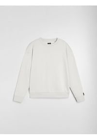 Sinsay - Bluza crewneck comfort fit z domieszką bawełny - kremowy. Kolor: kremowy. Materiał: bawełna #1