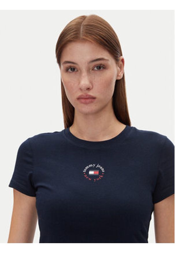 Tommy Jeans T-Shirt Tjw Slim Essential Logo 2 Tee DW0DW20316 Granatowy Regular Fit. Kolor: niebieski. Materiał: bawełna, syntetyk