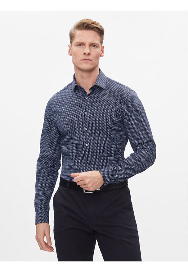 Calvin Klein Koszula K10K112311 Granatowy Slim Fit. Kolor: niebieski. Materiał: bawełna