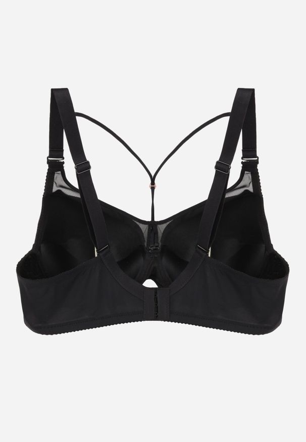 Born2be - Czarny Biustonosz z Ozdobną Siateczką i Paseczkami przy Dekolcie Anesa. Kolor: czarny