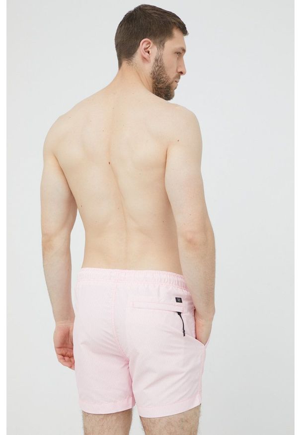 Superdry szorty kąpielowe kolor różowy. Kolor: różowy. Materiał: włókno, tkanina, materiał