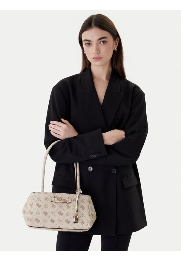 Guess Torebka Carrie Logo HWGP98 98080 Écru. Kolor: kremowy. Materiał: skórzane