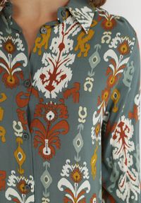 Born2be - Ciemnozielona Sukienka Koszulowa Rozkloszowana Delirime. Okazja: na co dzień. Kolor: zielony. Typ sukienki: koszulowe. Styl: casual, elegancki #4