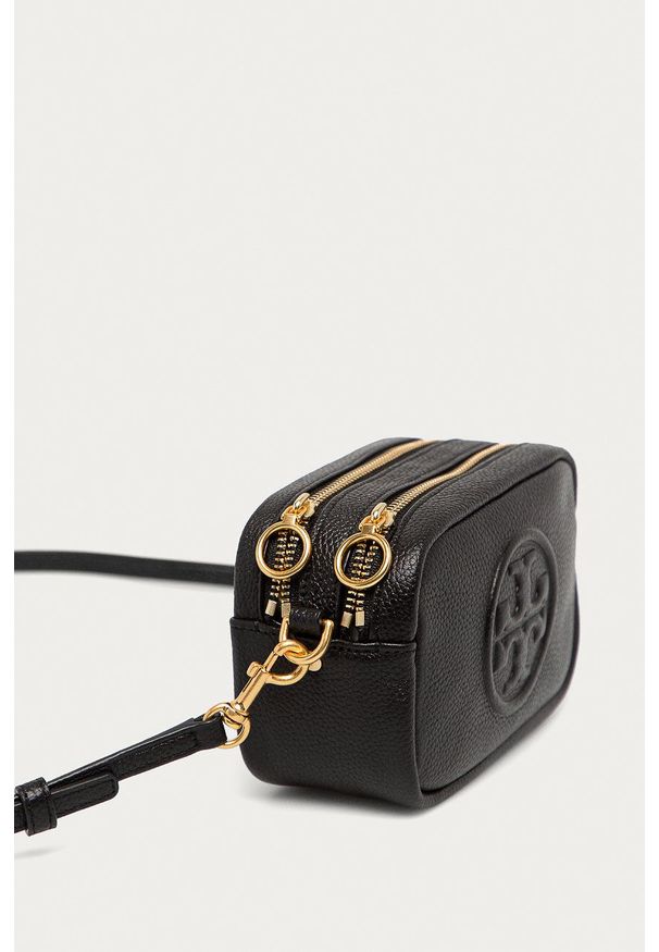 Tory Burch - Torebka skórzana. Kolor: czarny. Materiał: skórzane. Rodzaj torebki: na ramię