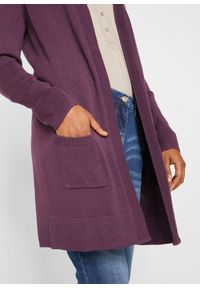 bonprix - Długi sweter dzianinowy bez zapięcia, długi rękaw. Kolor: fioletowy. Materiał: dzianina. Długość rękawa: długi rękaw. Długość: długie #2